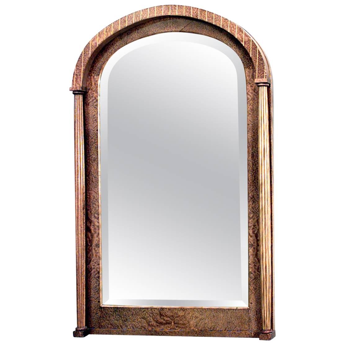 Biedermeier Austrian Style '19th Century' Burl Ash Wall Mirror For Sale