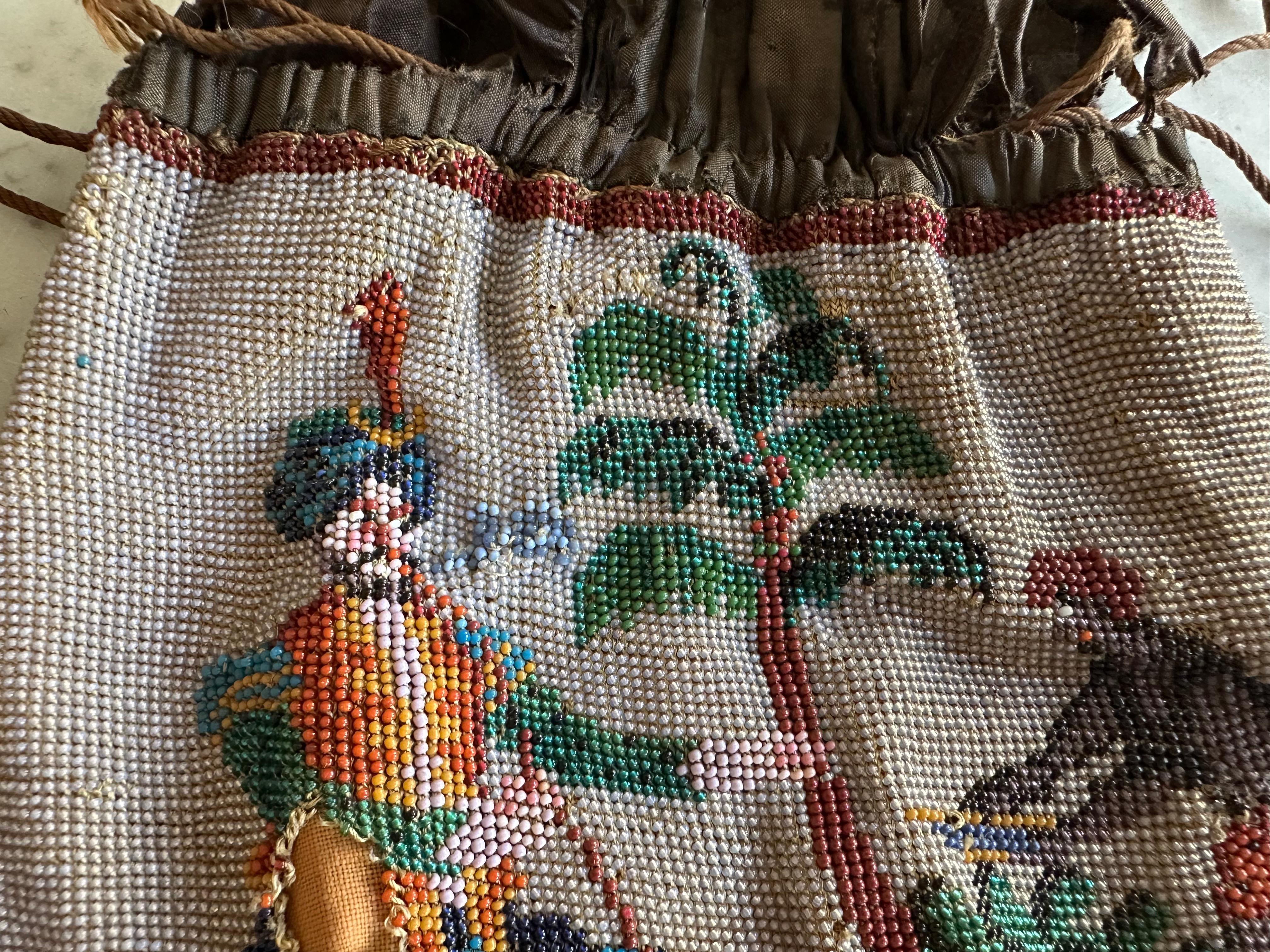 Sac en perles Biedermeier avec scène orientale - Handcraft du 19e siècle en vente 1