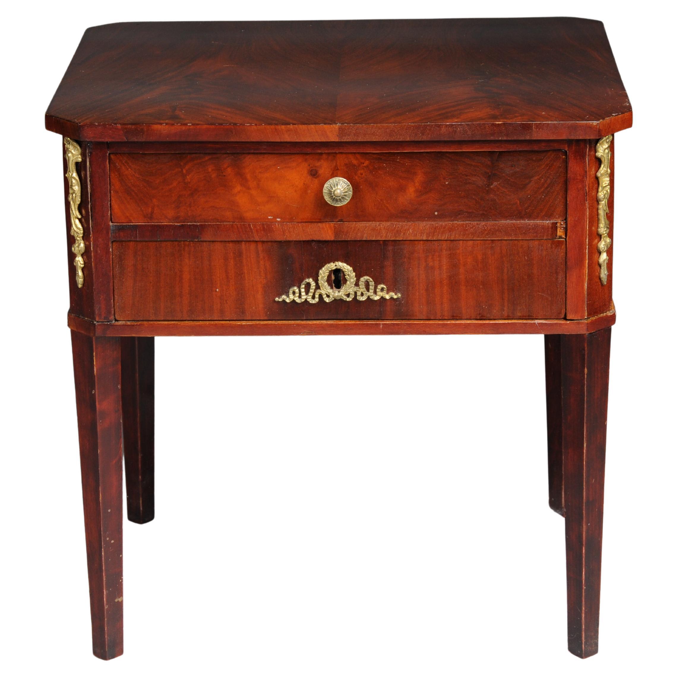 Biedermeier bedside table, circa 1830, mahogany For Sale