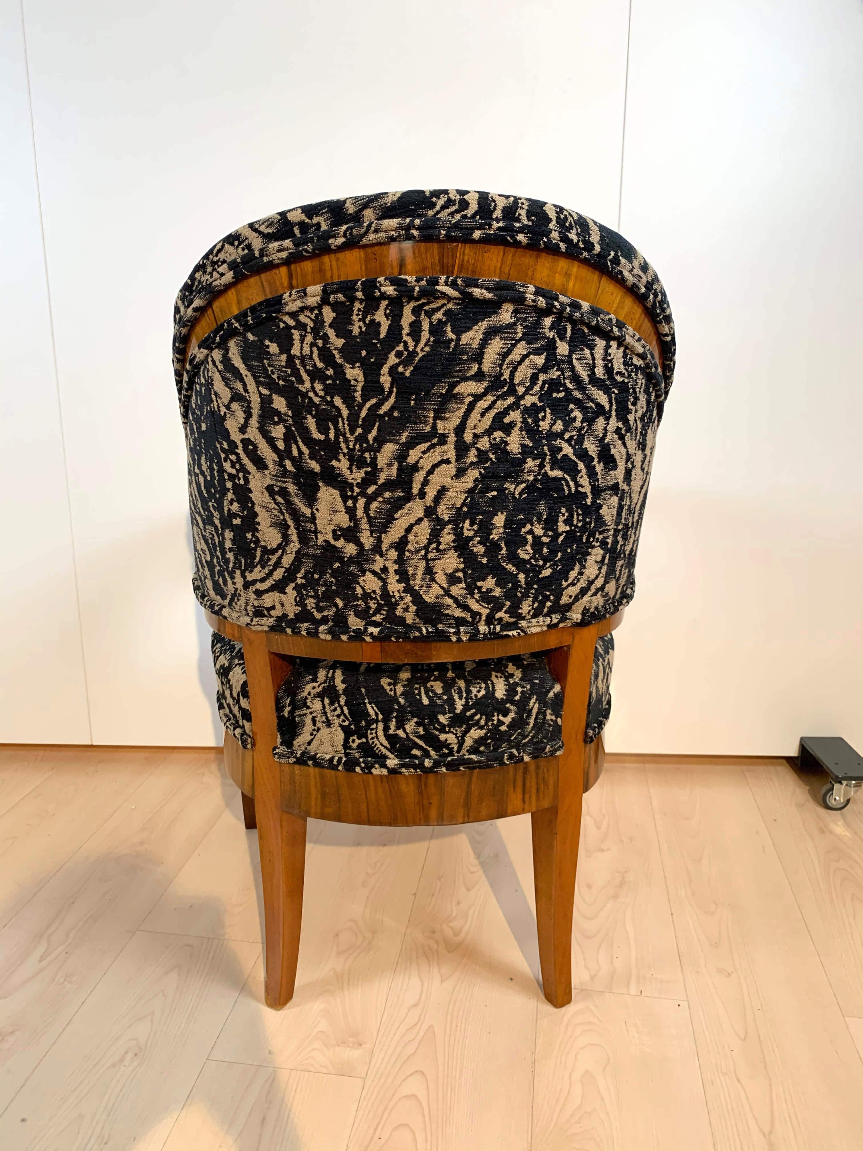 Biedermeier Bergere Chair, Walnut, Black-Brown Fabric, South Germany circa 1830 3