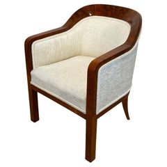 Used Biedermeier Bergere Chair, Walnut, Creme Velvet, Austria, circa 1840