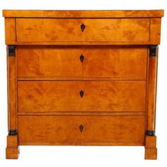 Biedermeier Birch Chest of Drawers or Commode, circa 1840