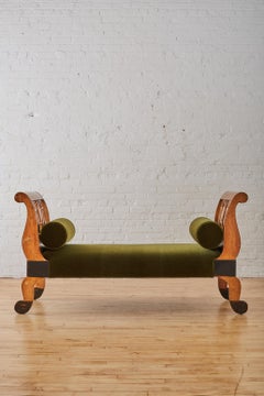 Biedermeier Birch Daybed in Green Mohair