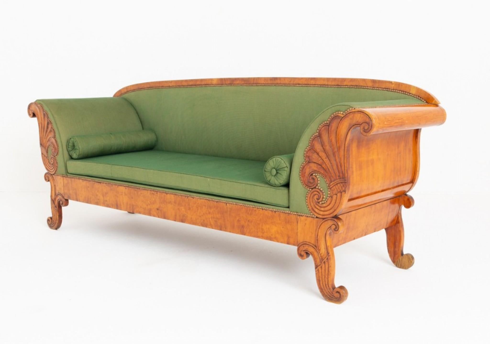 Biedermeier Birch Sofa Settee Scandinavian 1860 4