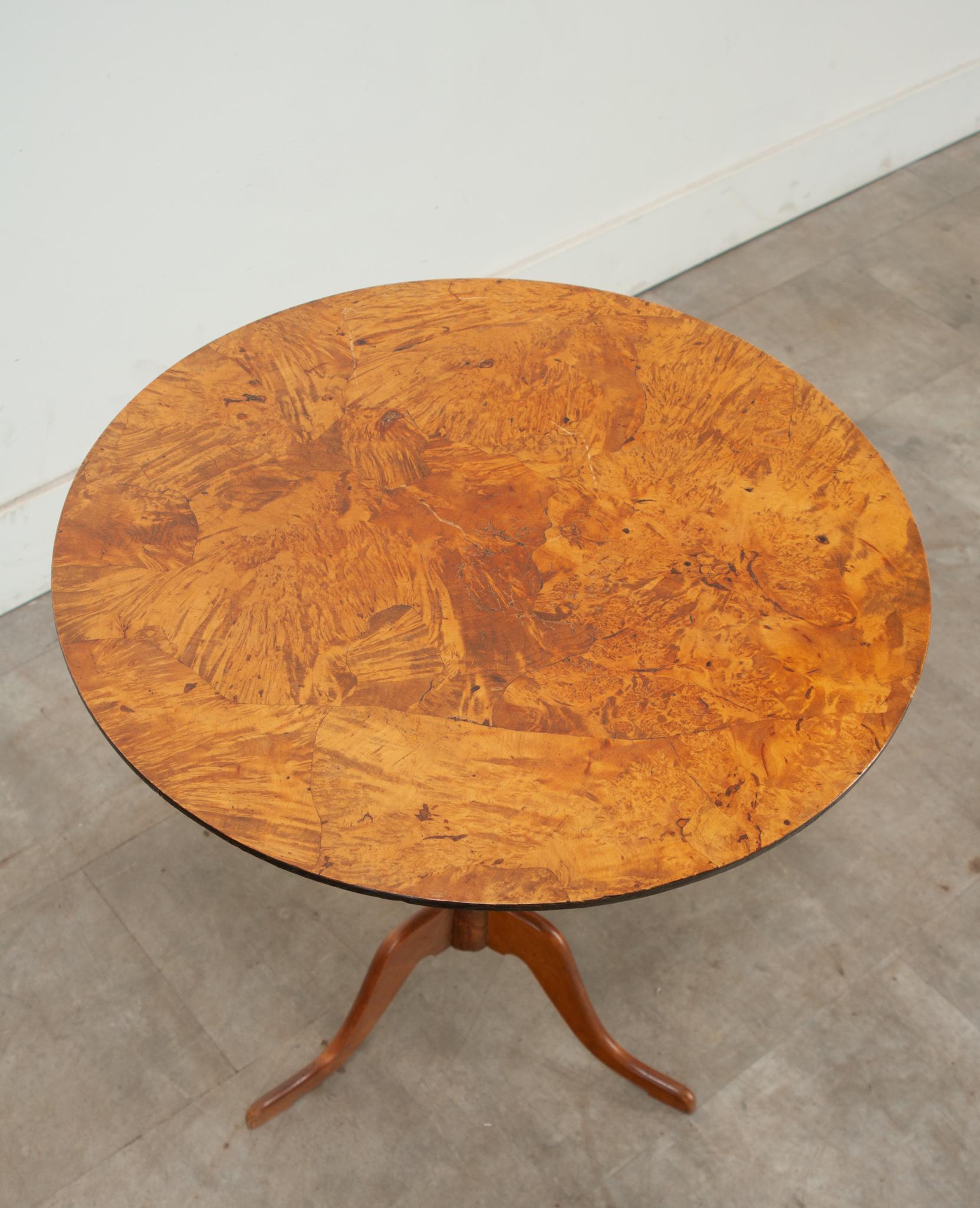 Swedish Biedermeier Birch Tilt-Top Table For Sale
