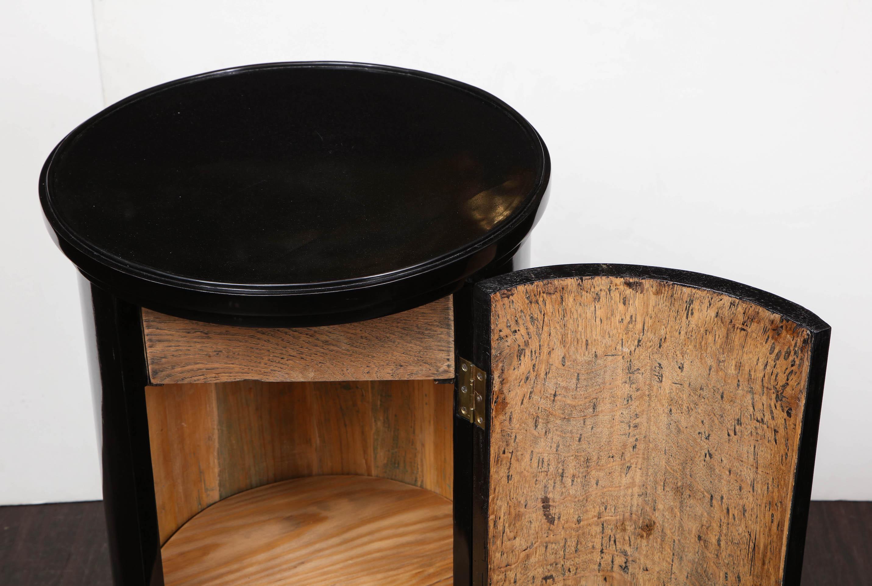 19th Century Biedermeier Black Lacquer Drum Cabinet