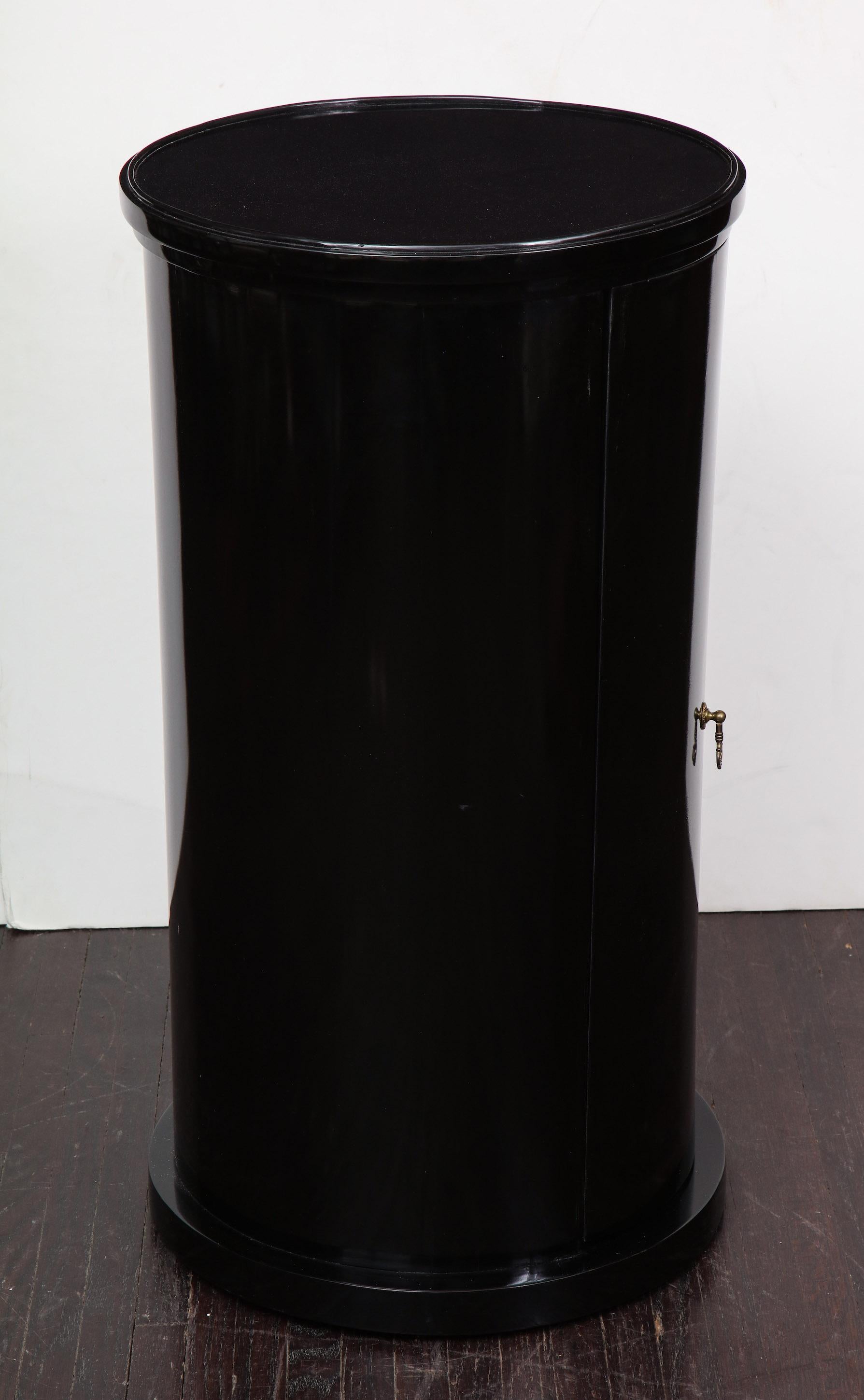 Austrian Biedermeier Black Lacquer Drum Cabinet