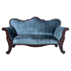 Blaues Biedermeier-Sofa, Nordeuropa, um 1860