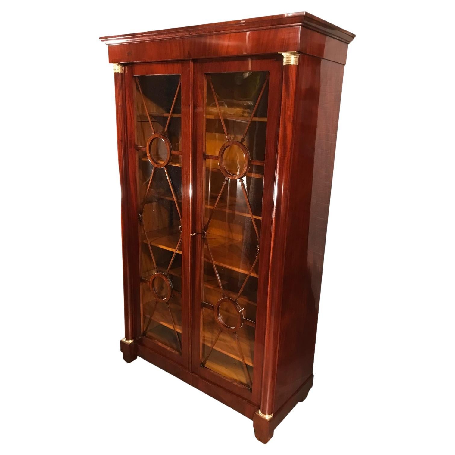 Biedermeier Bookcase, 1810-20, walnut For Sale