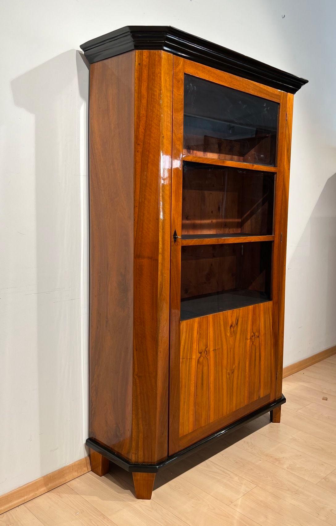 Ebonized Biedermeier Bookcase, Walnut, Glass, Austria circa 1825 For Sale