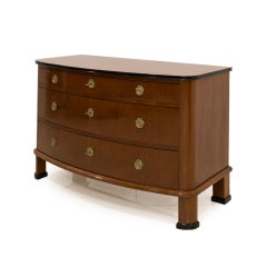Biedermeier Bow Front Chest of Drawers in Mahogany, Germany, 19th Century