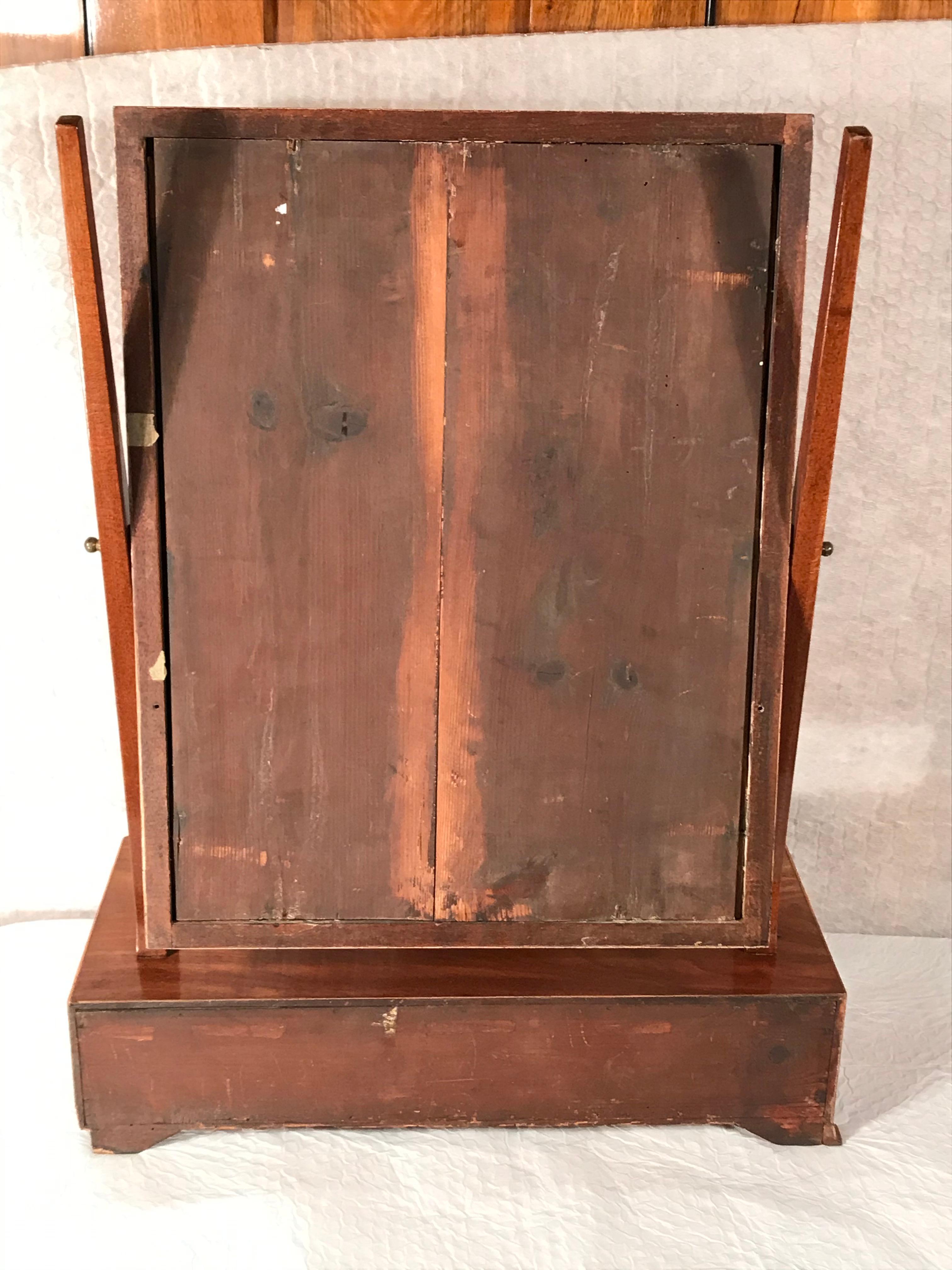 Early 19th Century Biedermeier Bow Front Three Drawer Dressing Table Mirror, 1820-30