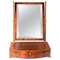 Biedermeier Bow Front Three Drawer Dressing Table Mirror, 1820-30