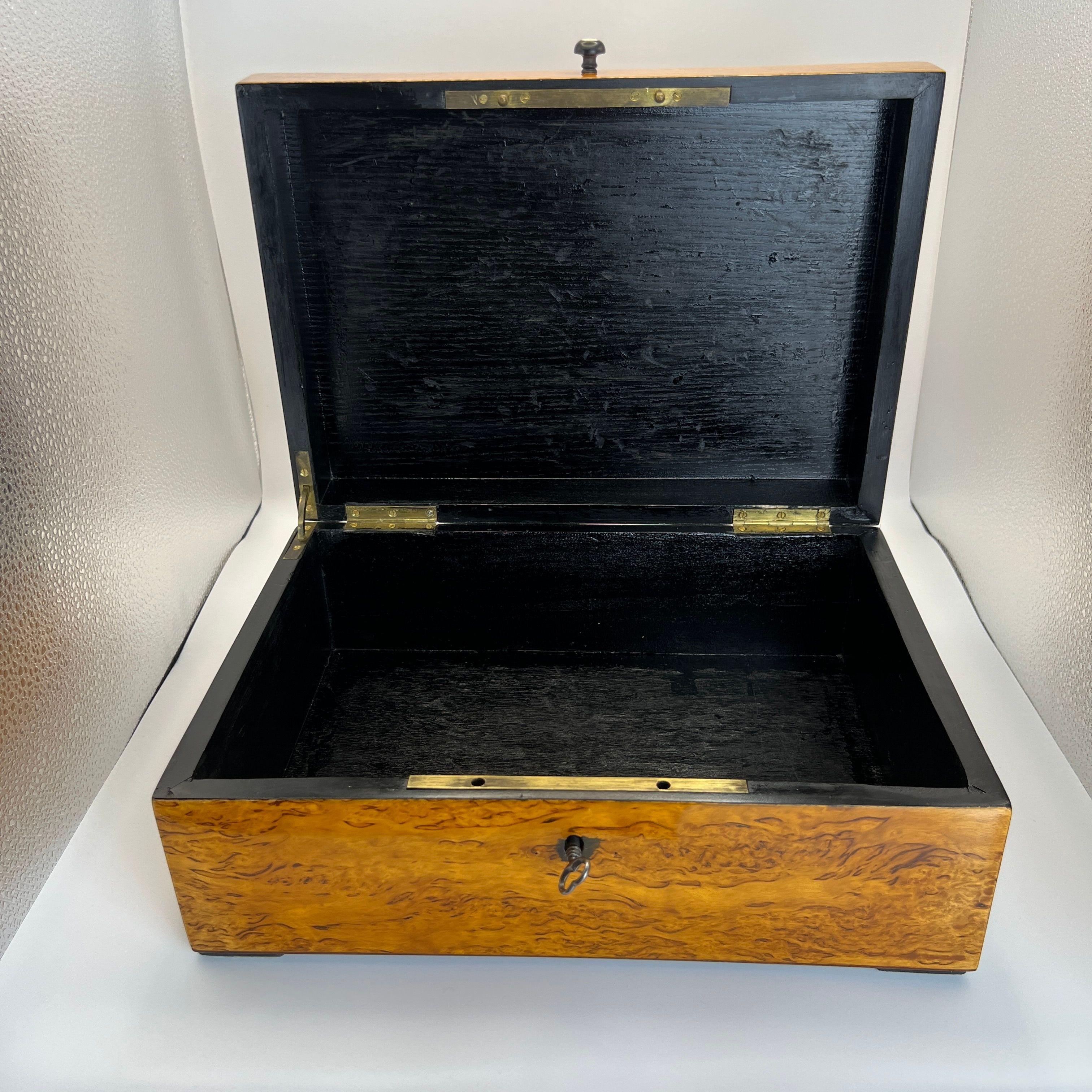 Boîte Biedermeier, bouleau, laiton, Allemagne, vers 1840 en vente 3