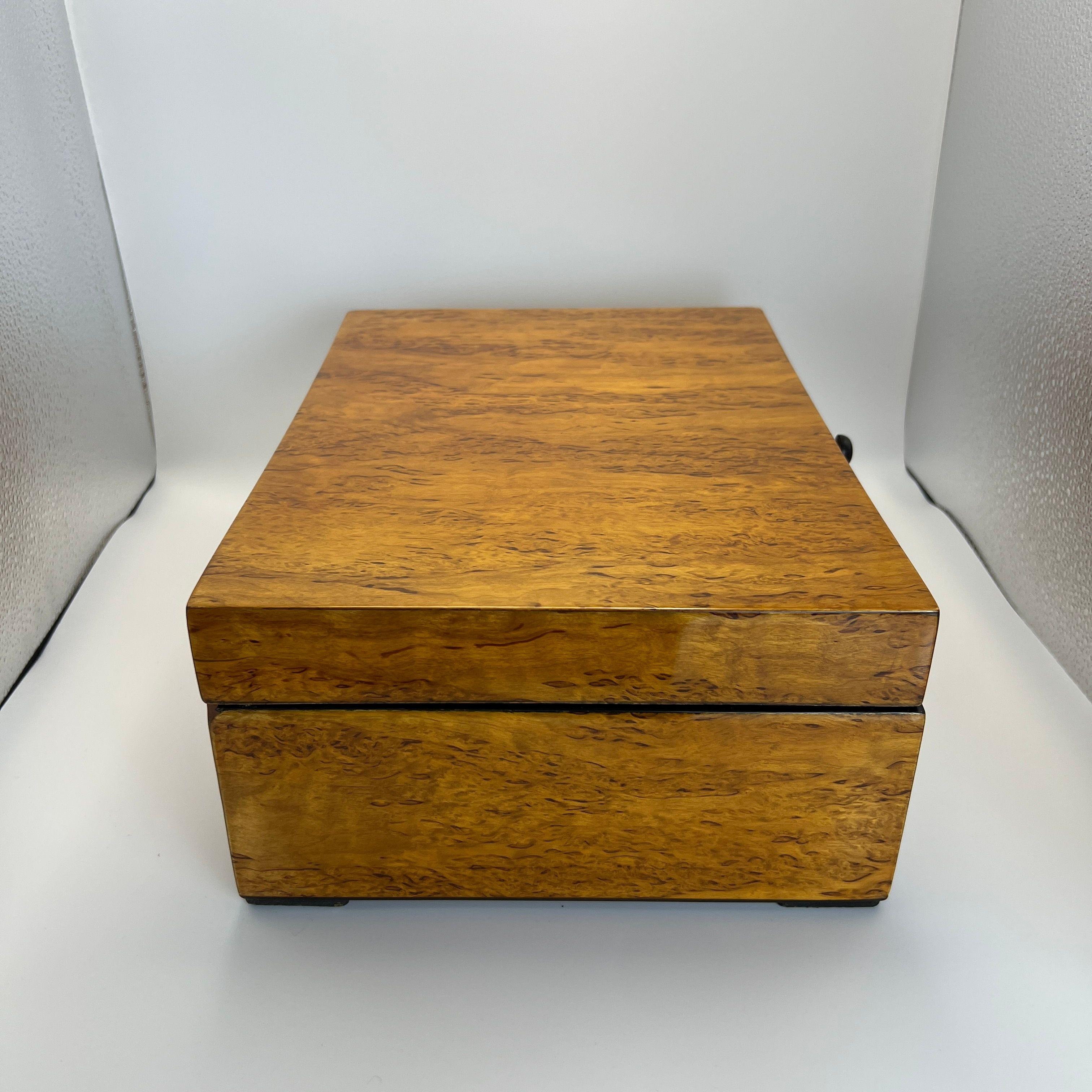 Peint Boîte Biedermeier, bouleau, laiton, Allemagne, vers 1840 en vente
