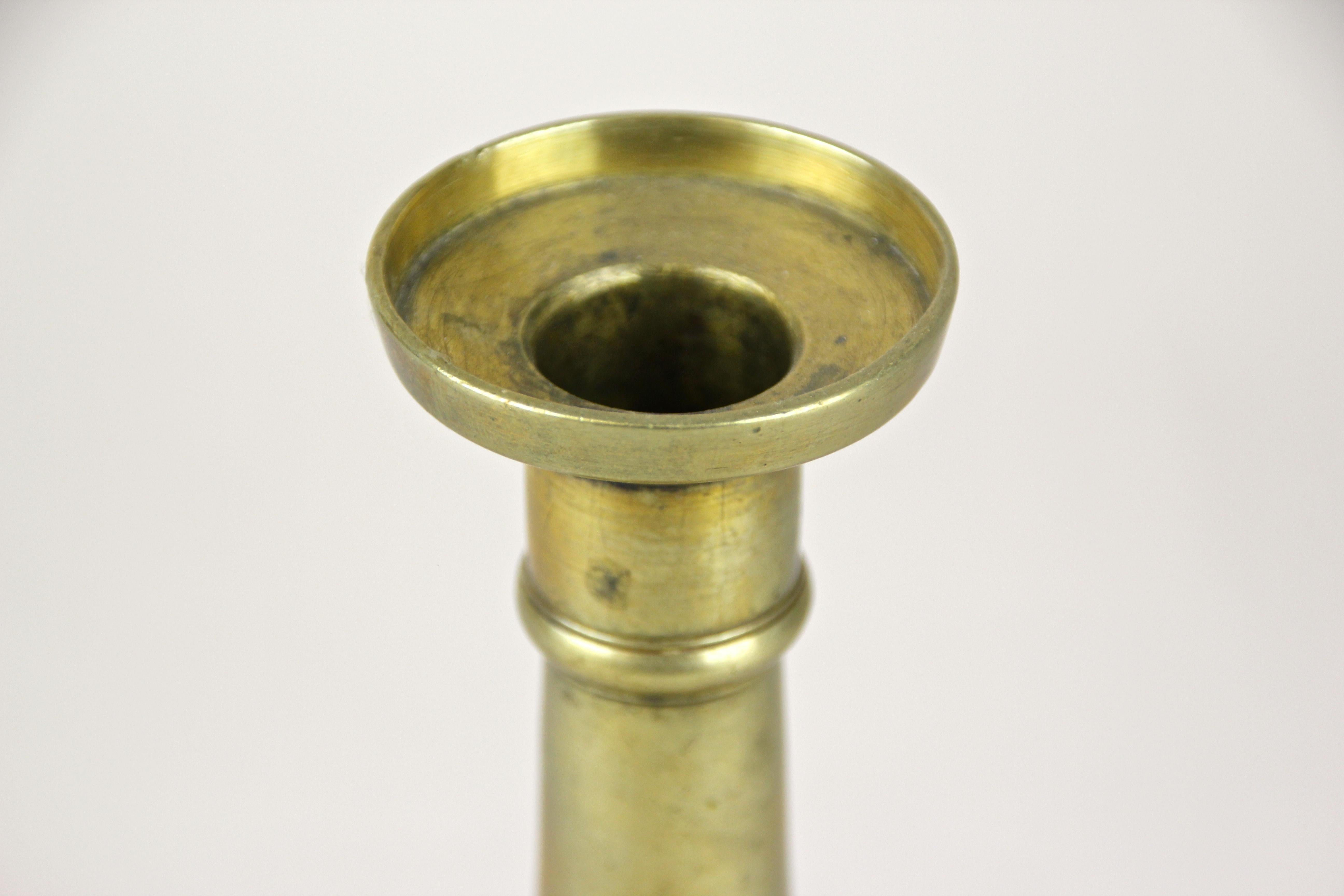 Polished Biedermeier Brass Candlestick 19th Century, Austria, circa 1830 For Sale