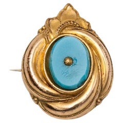 Biedermeier brooch with turquoise stone, Germany, mid-19th century