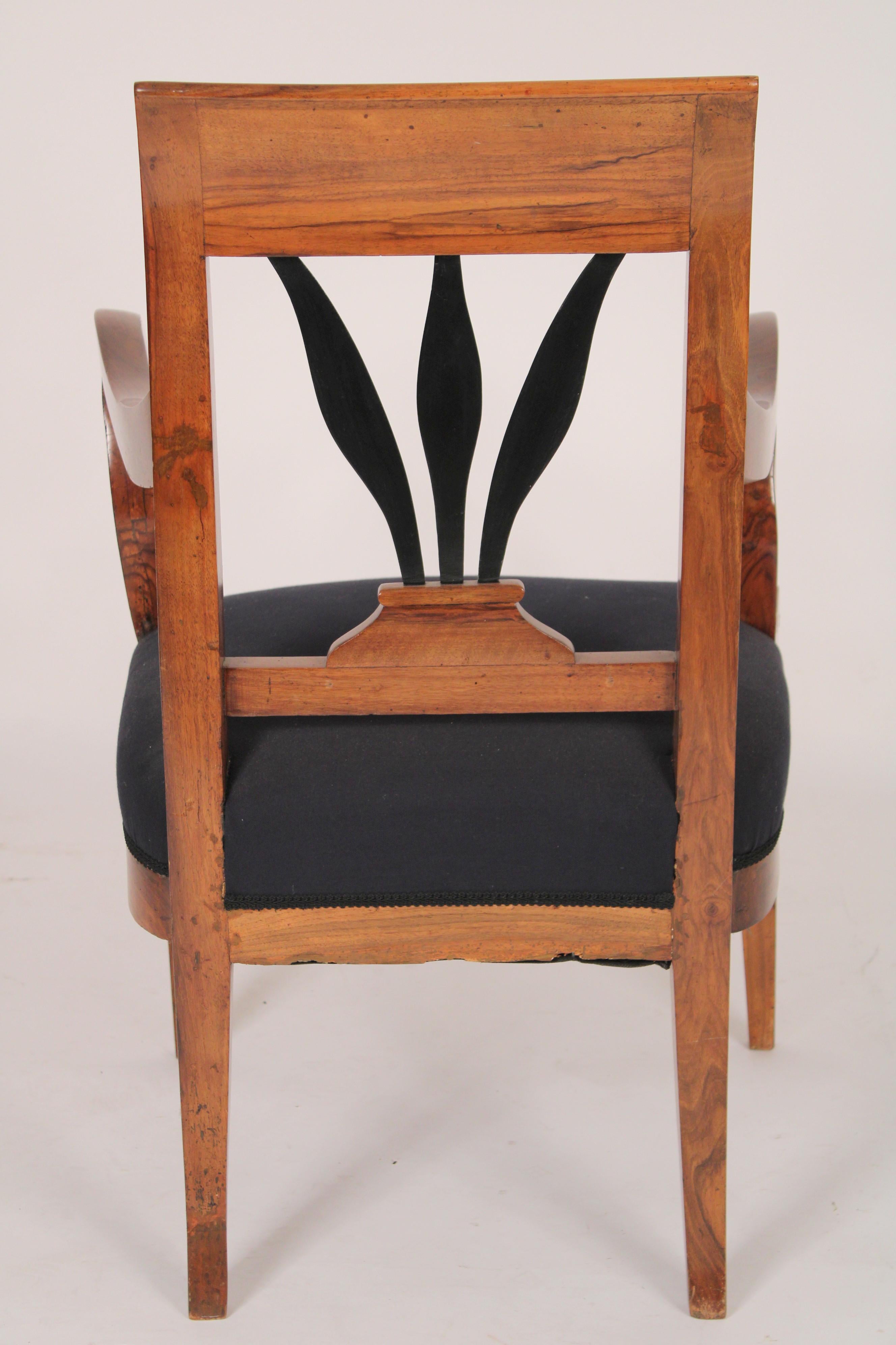 Mid-19th Century Biedermeier Burl Walnut Armchair For Sale