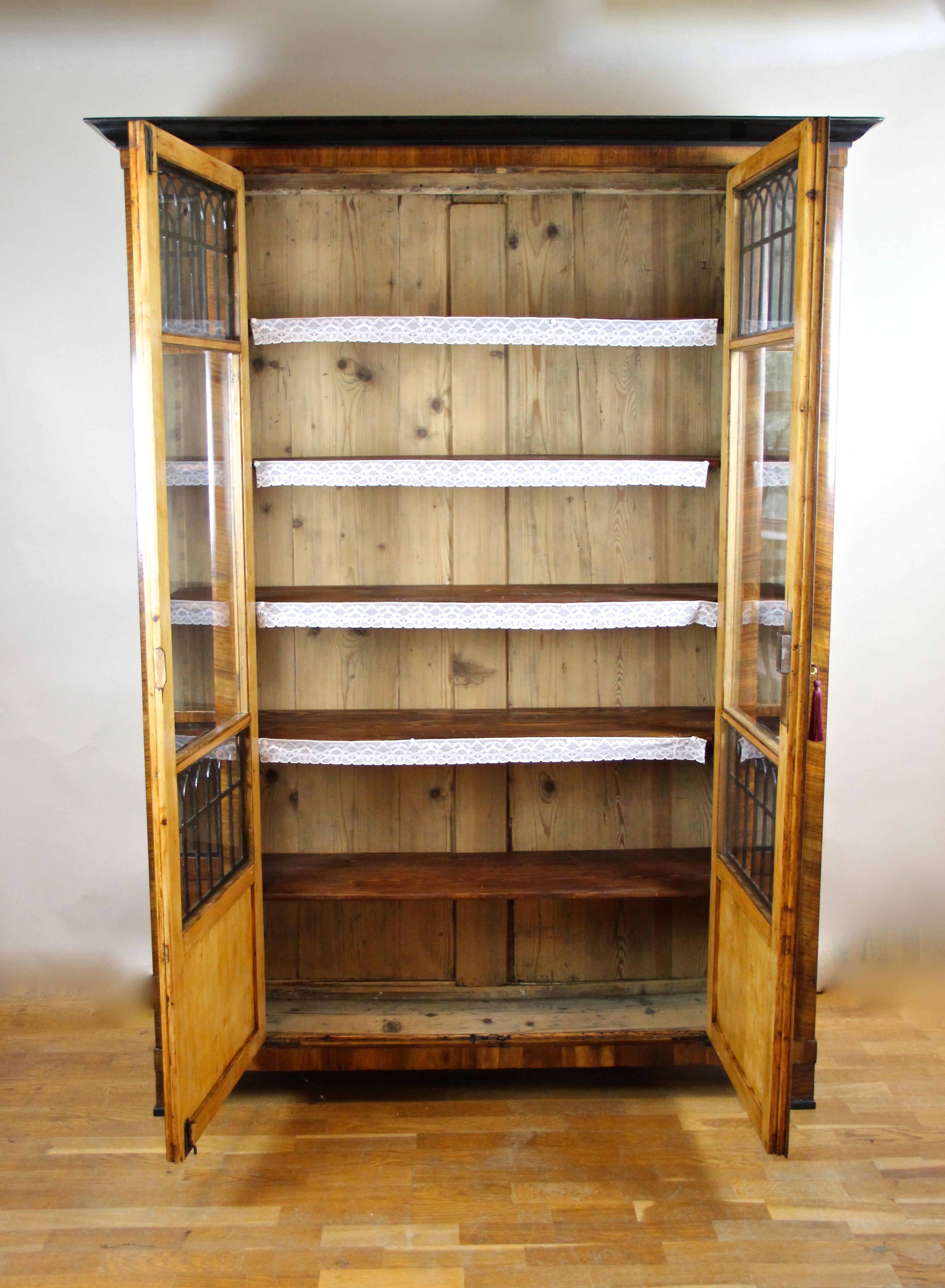 Ebonized Biedermeier Cabinet Bookcase, Austria, circa 1830 For Sale