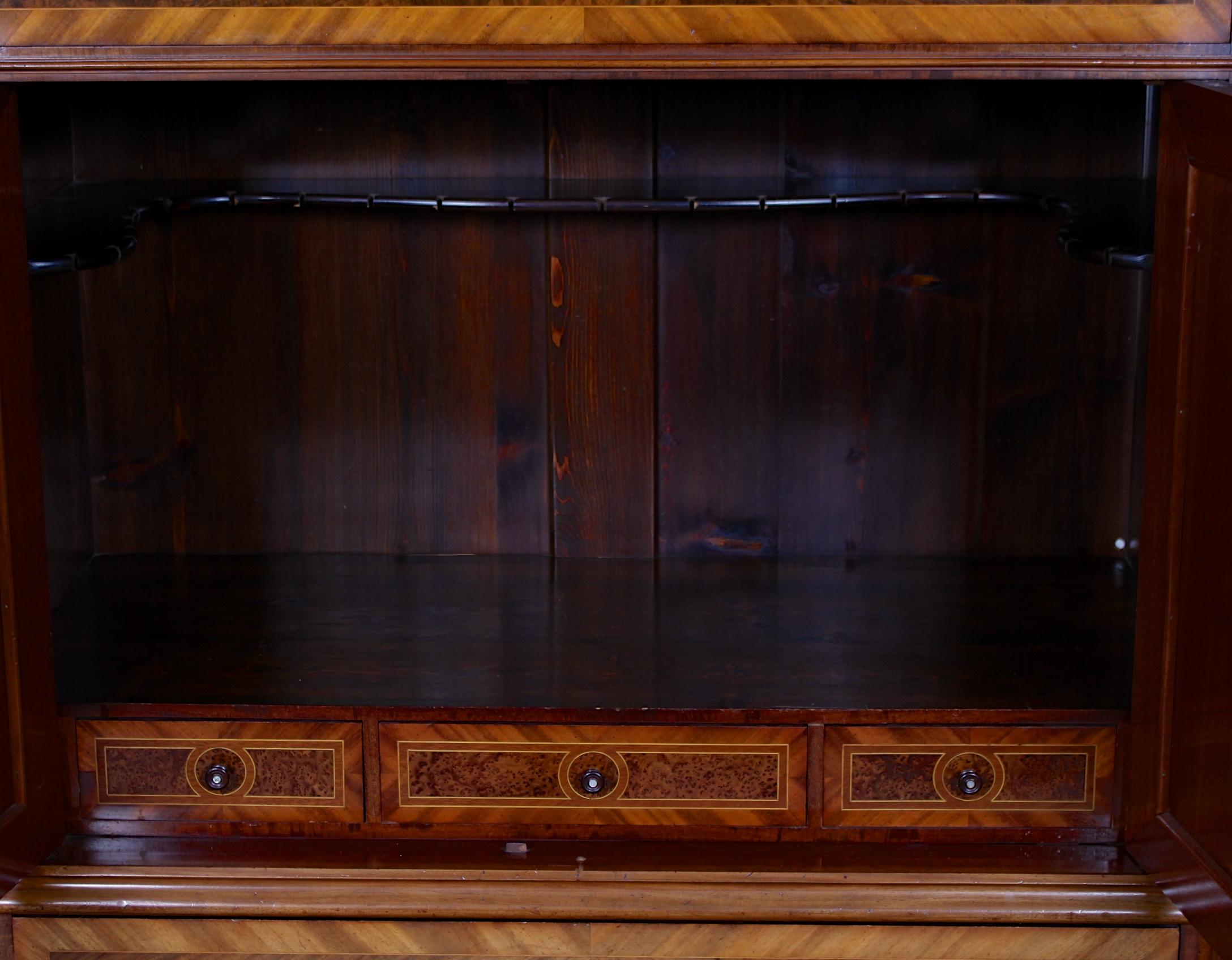 Biedermeier Cabinet Chest Swedish Walnut Mahogany Dresser, 19th Century For Sale 8