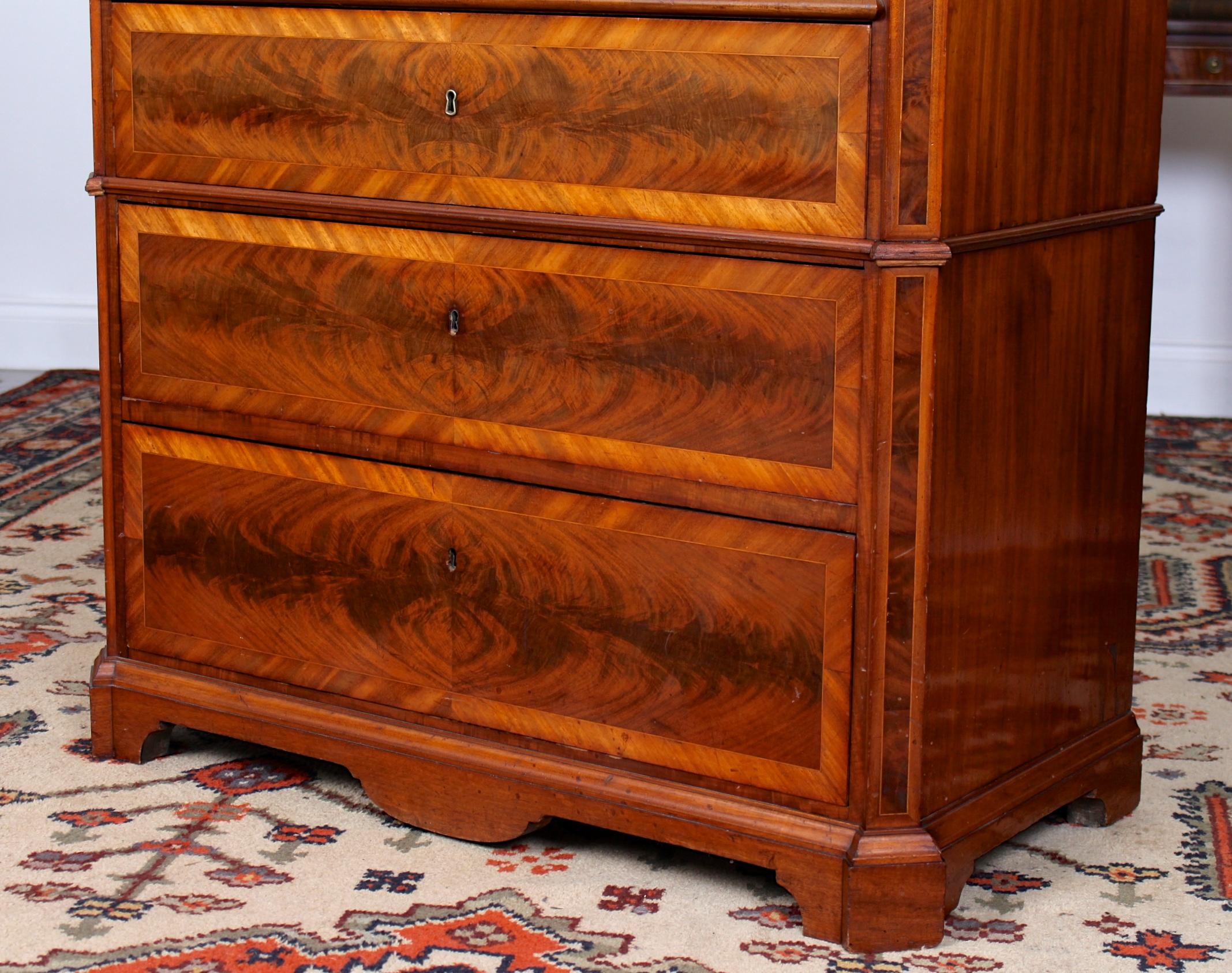 Biedermeier Cabinet Chest Swedish Walnut Mahogany Dresser, 19th Century For Sale 6
