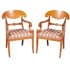 Biedermeier Carver Chairs Swedish 1800s Antique Honey pair