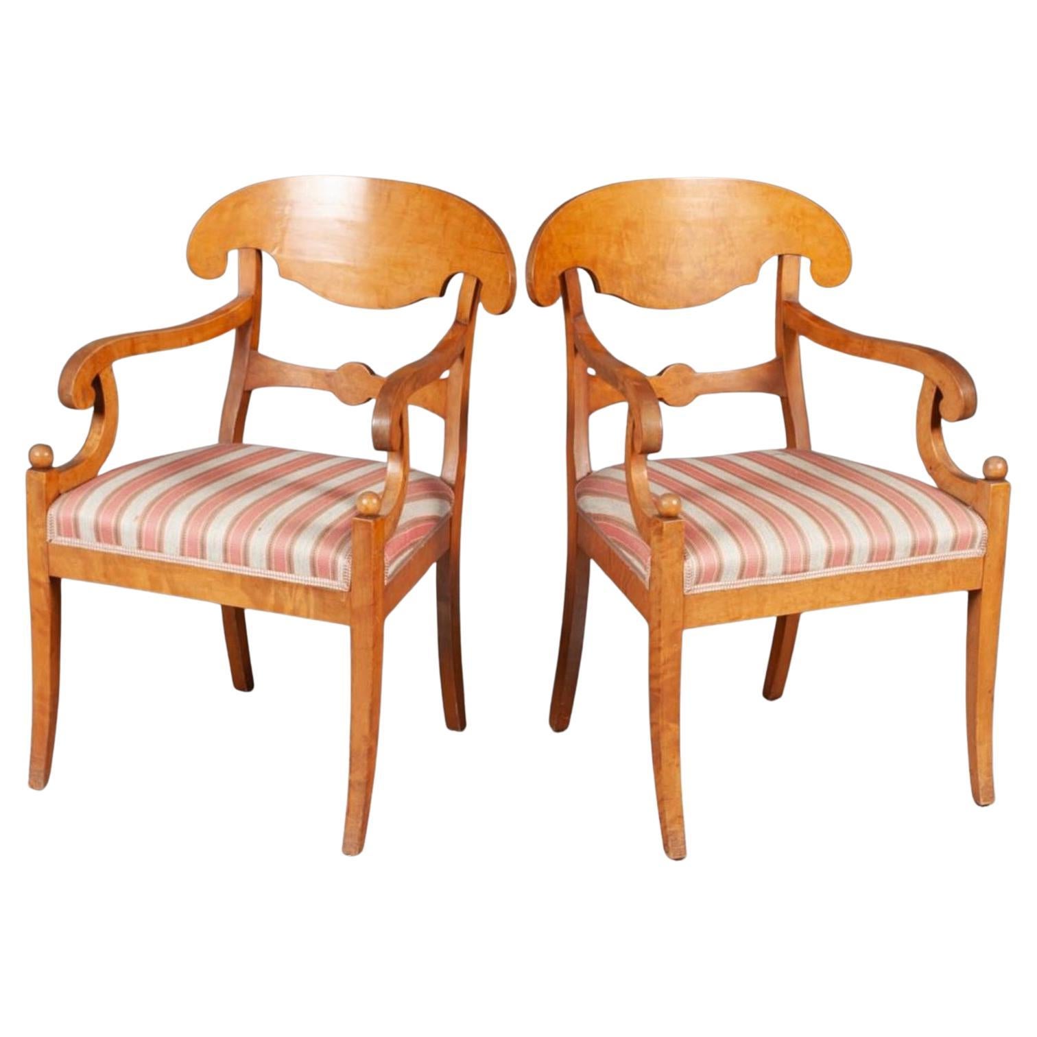 Biedermeier Carver Chairs Swedish 1800s Antique Honey pair For Sale