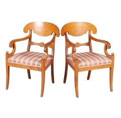 Biedermeier Carver Chairs Swedish 1800s Antique Honey pair