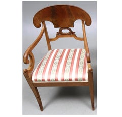 Biedermeier Carver Chairs Swedish Early 1900s Antique Quilted Birch Wreath A