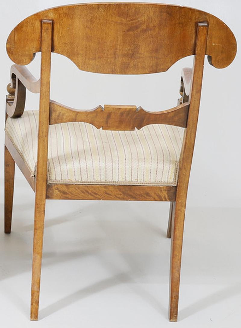 Carved Biedermeier Carver Chairs Swedish Early 1900s Antique Quilted Golden Birch