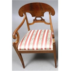Biedermeier Carver Chairs Swedish Early 1900s Antique Quilted Mahogany Wreath A