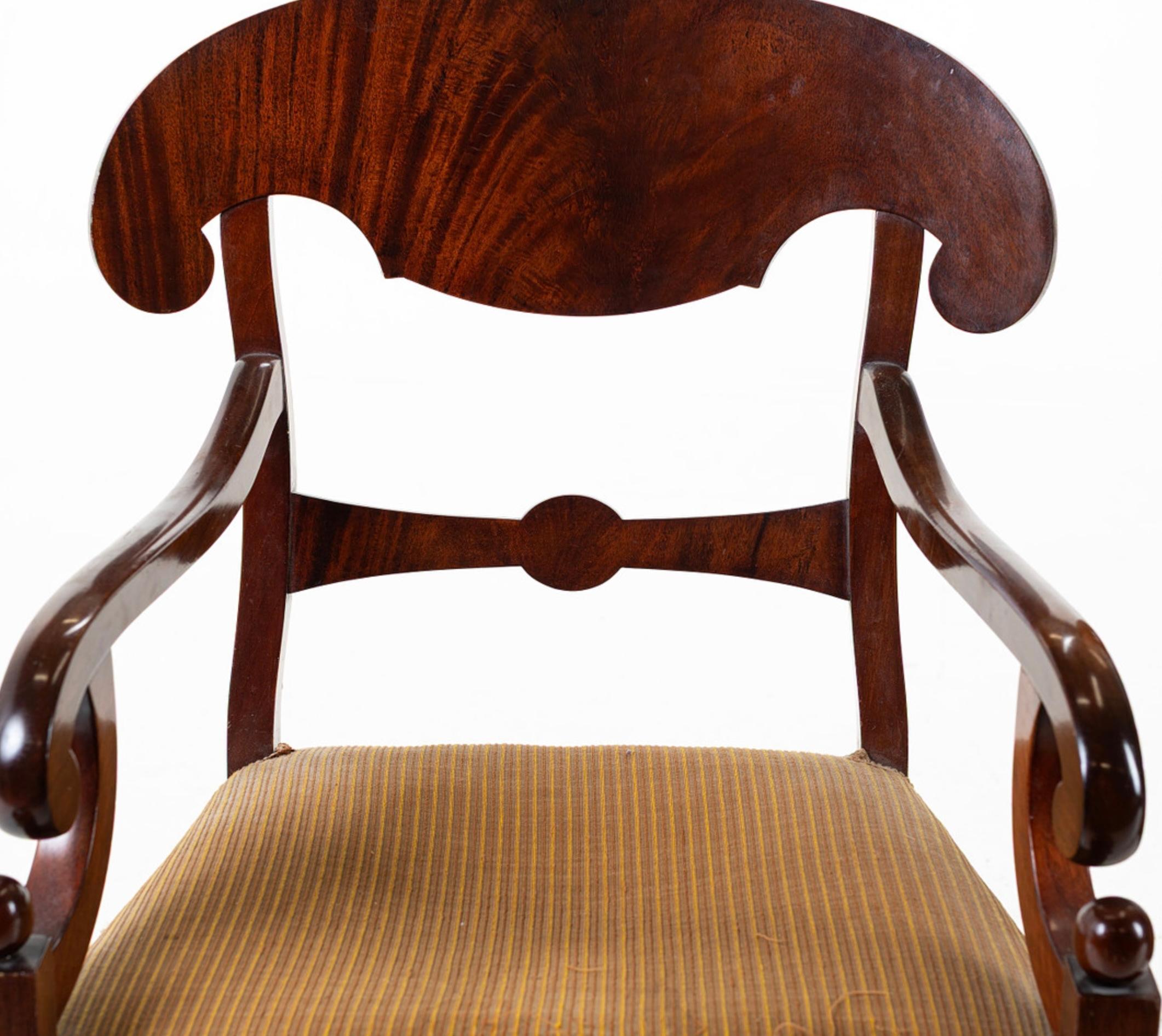 Biedermeier Carver Chairs Swedish Late 1800s Antique Dark Golden Birch 1800s In Good Condition For Sale In Lewes, England