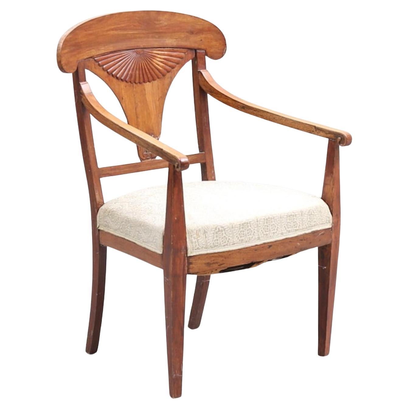 Biedermeier Carver Chairs Swedish Late 1800s Antique Fan Golden Birch 1800s en venta