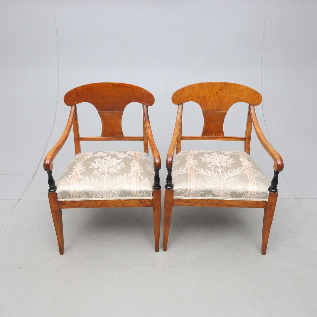 Biedermeier Carver Chairs Swedish Late 1800s Antique Quilted Golden Birch 1800s In Good Condition In LONDON, GB
