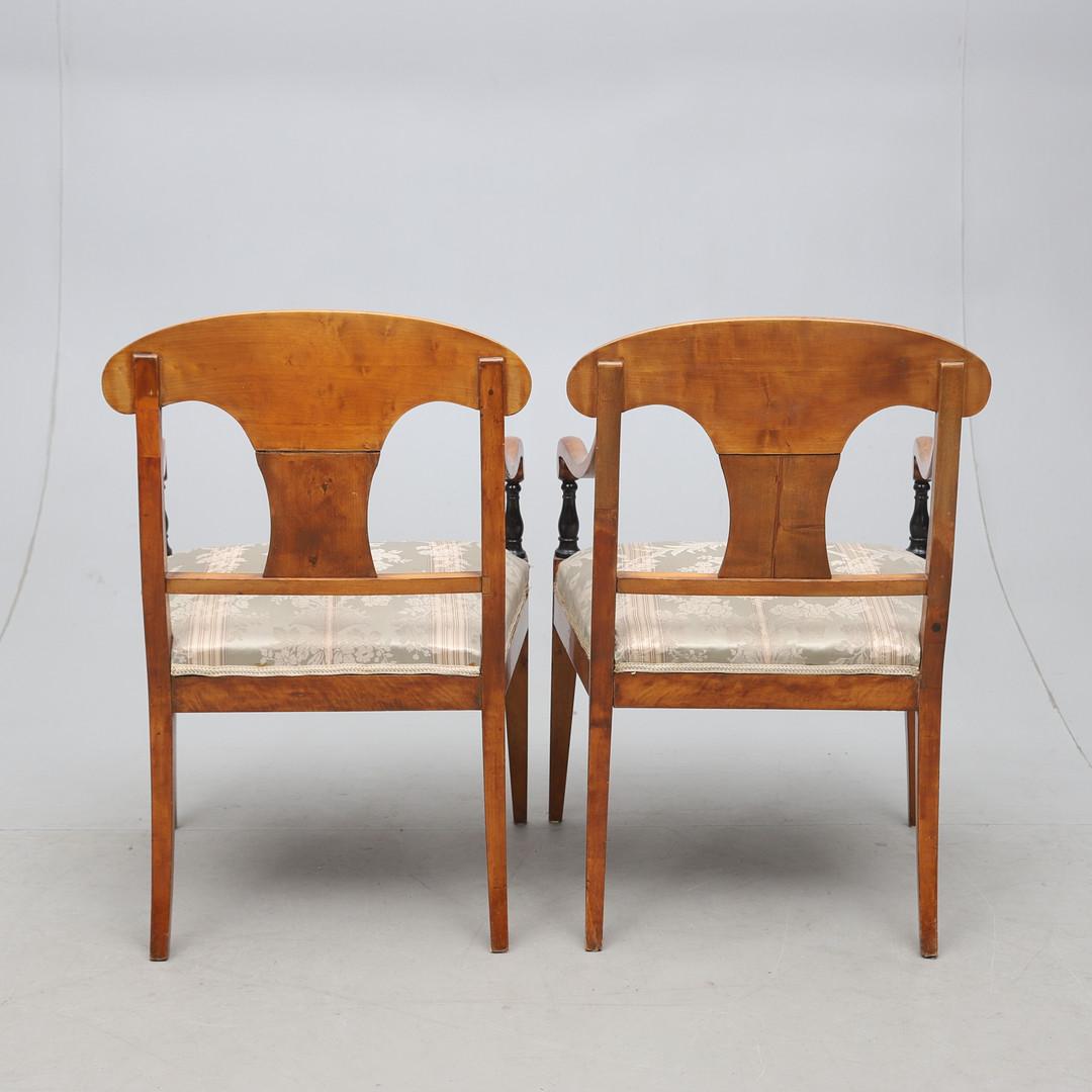 19th Century Biedermeier Carver Chairs Swedish Late 1800s Antique Quilted Golden Birch 1800s