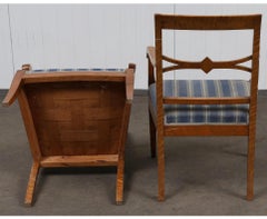 Biedermeier Carver Chairs Swedish Late 1800s Antique Quilted Golden Birch PAIR Z