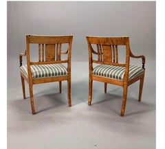 Biedermeier Carver Chairs Swedish Late 1800s Antique Quilted Golden Birch square