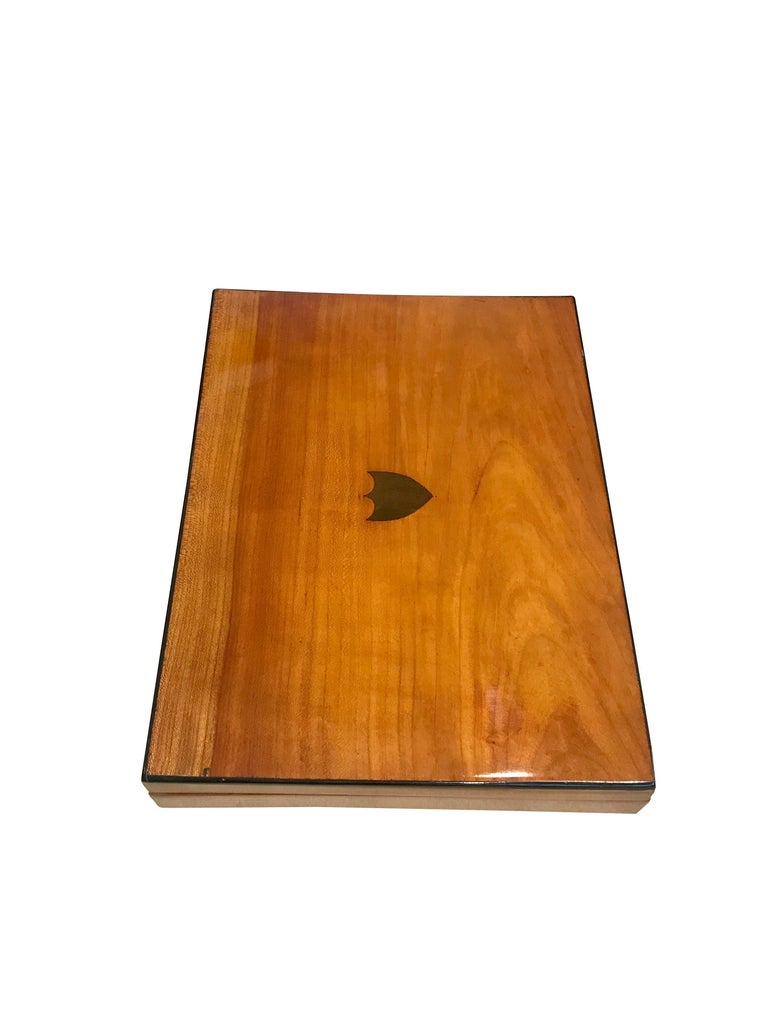 Biedermeier Casket Box, Cherry, Blackened Wood Inlay, Germany, circa