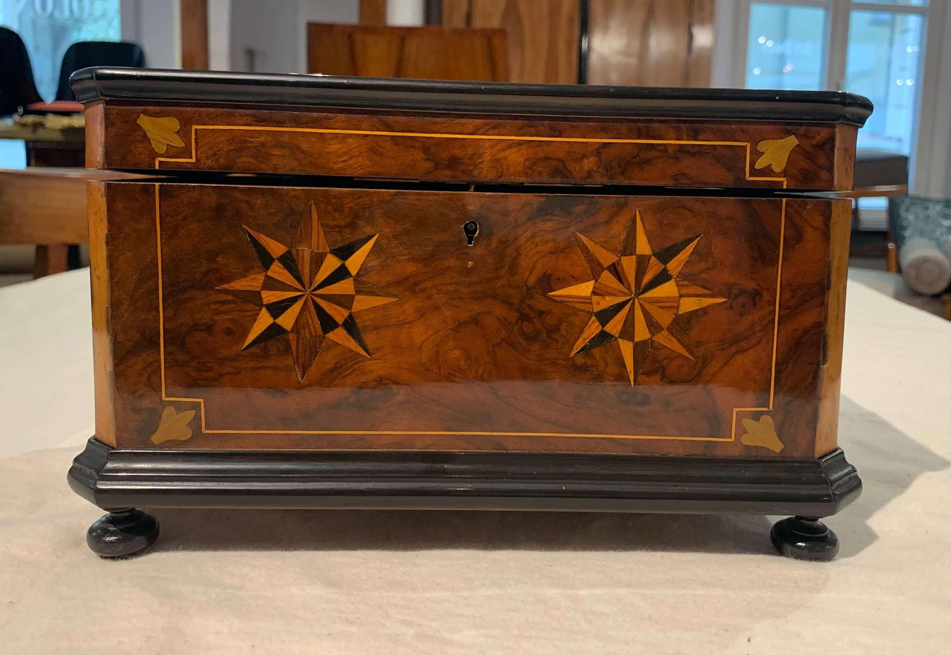 Biedermeier Box, Ebony, Walnut and Inlays, South Germany, circa 1850 6