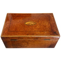 Antique Biedermeier Casket Box, Thuja Roots/Maple/Ebony, France, circa 1840