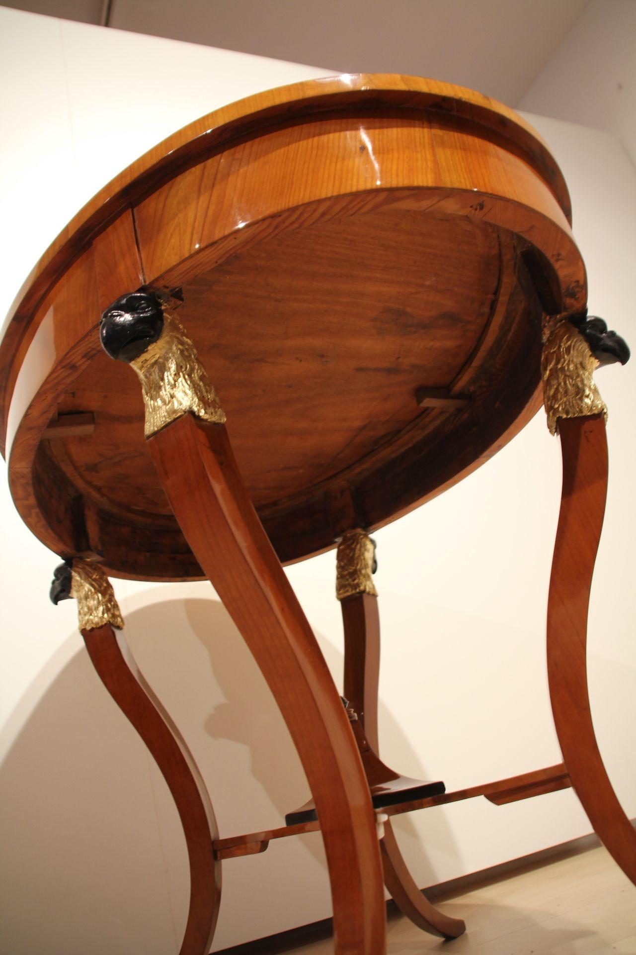 Biedermeier Center Table, Cherry Wood, Gold-Plated Caryatids, Austria circa 1820 For Sale 11