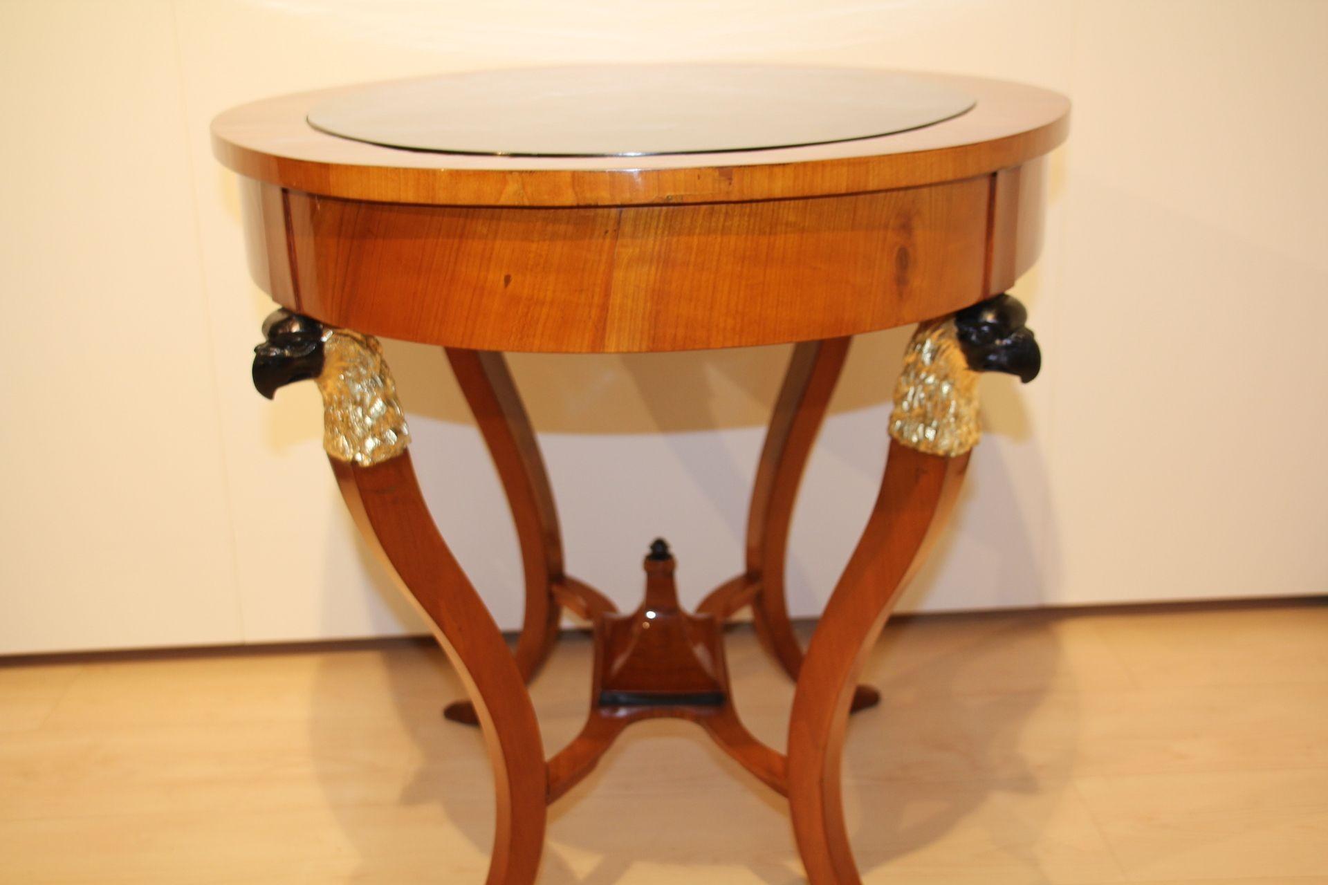 Biedermeier Center Table, Cherry Wood, Gold-Plated Caryatids, Austria circa 1820 For Sale 13