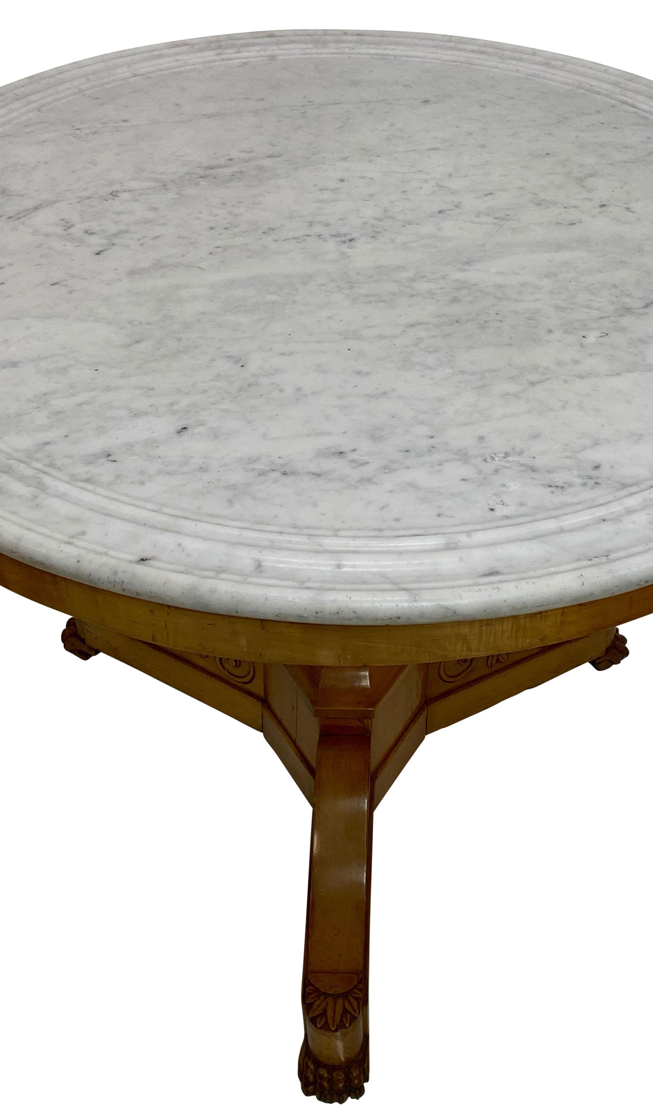 Biedermeier Center Table with Marble Top, 19th Century In Good Condition In San Francisco, CA