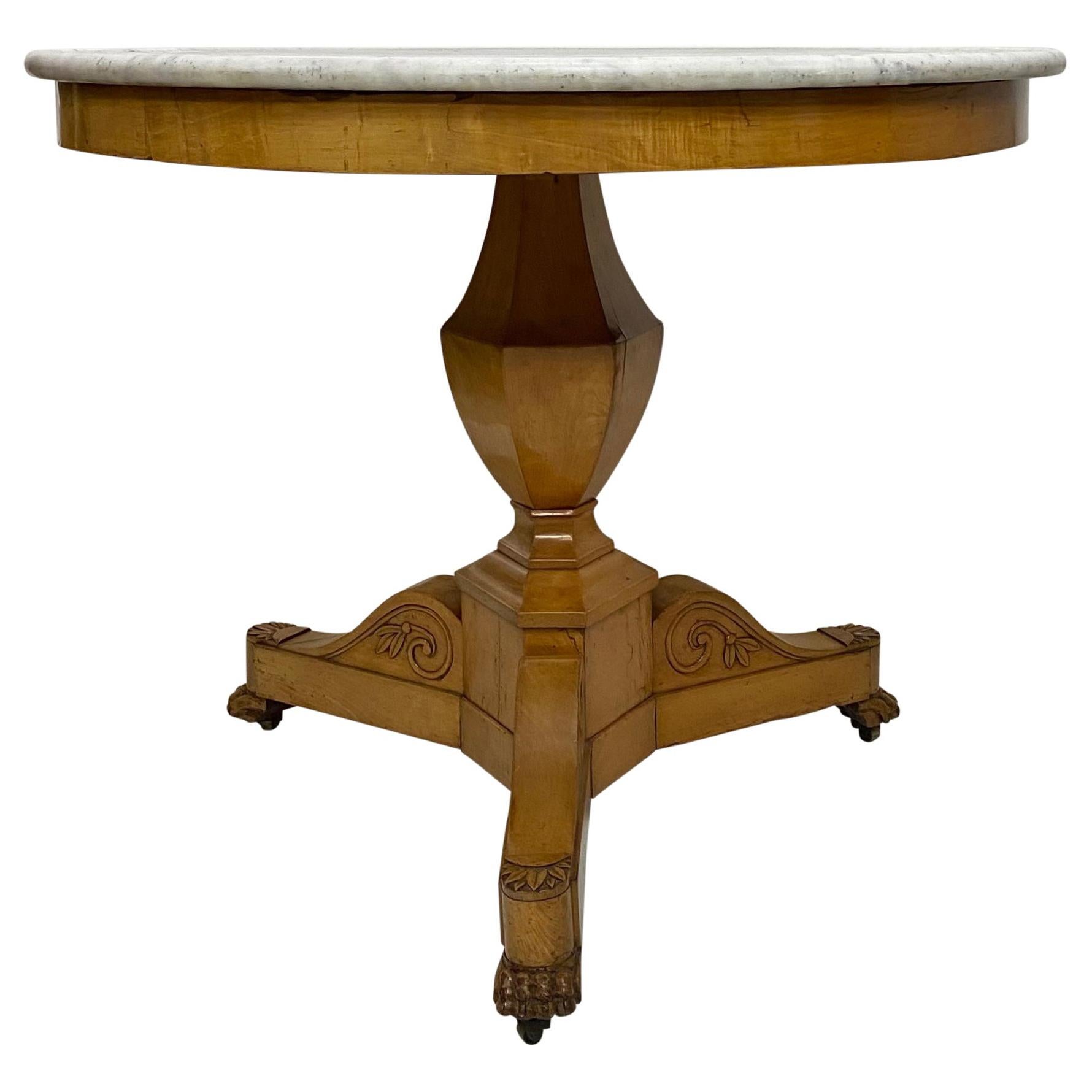 Biedermeier Center Table with Marble Top, 19th Century