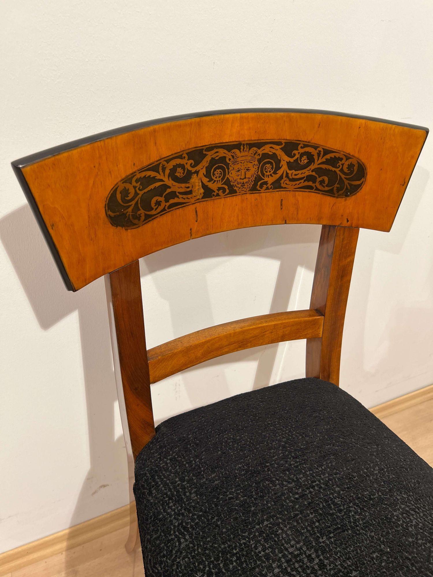 French Biedermeier Chair, Cherry Wood and Ink, South Germany, circa 1820 For Sale