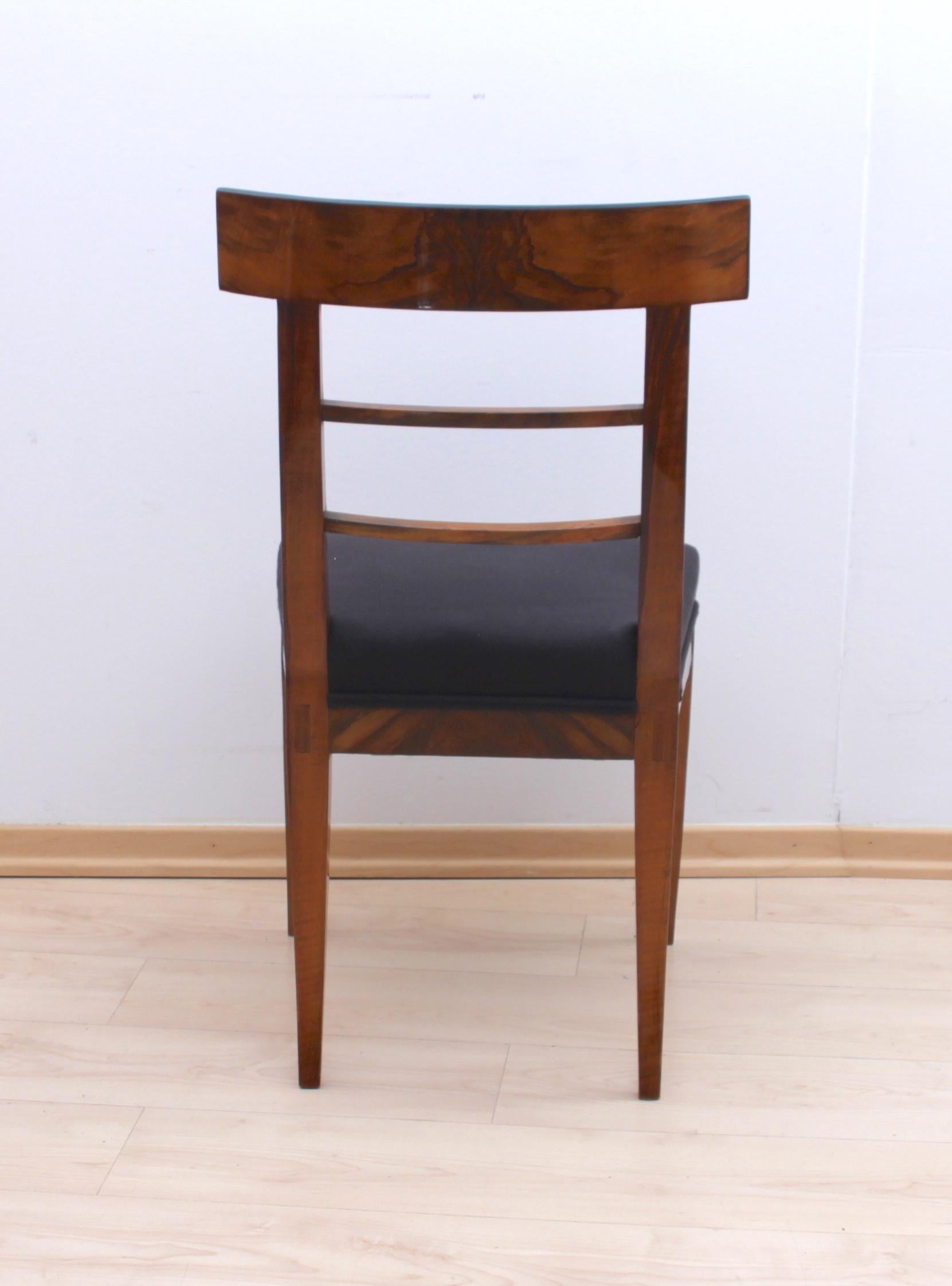 Polished Biedermeier Chair, Walnut Veneer, South Germany, circa 1820
