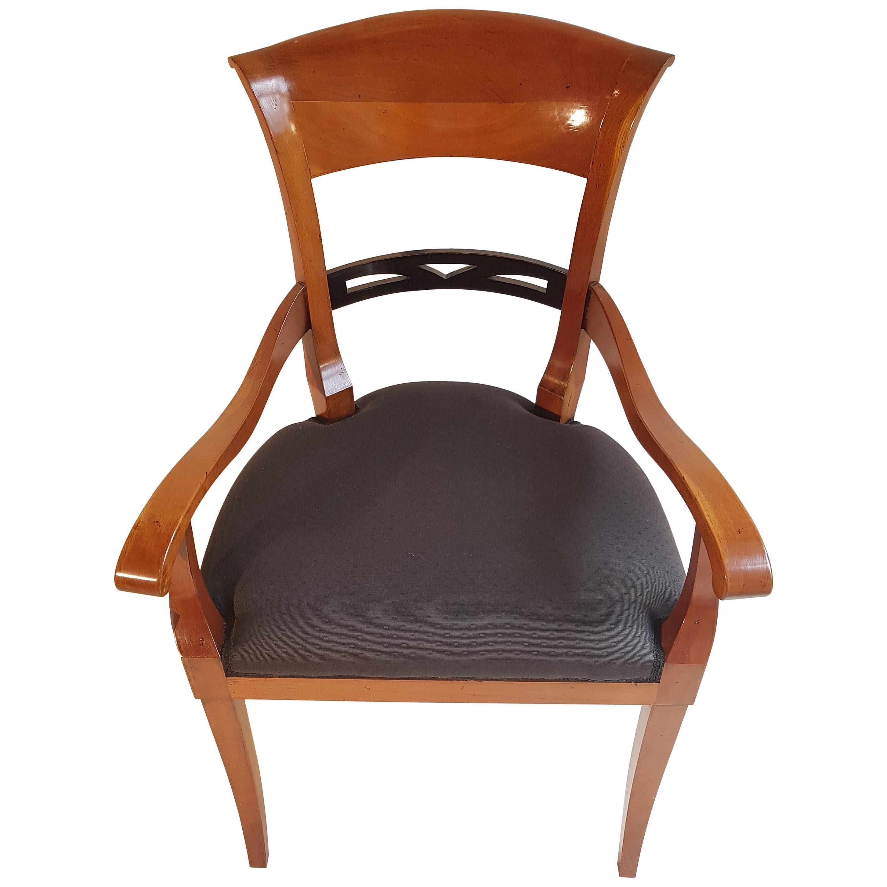 Biedermeier Chair with Armrest Made of Cherry For Sale
