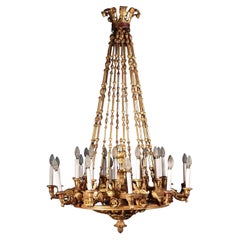 Biedermeier Chandelier Wood Vienna Austria 1820\\\'s-1830\\\'s