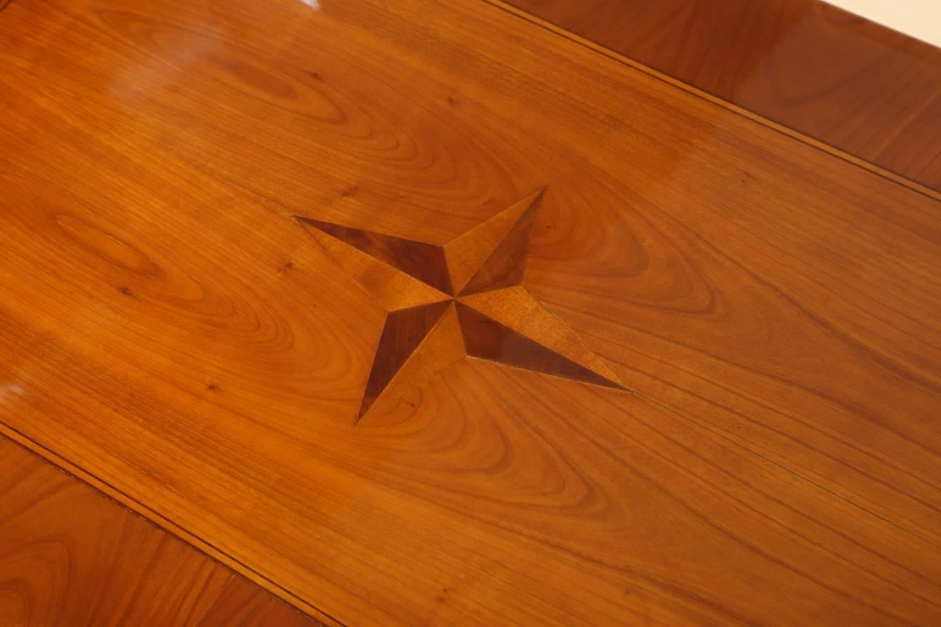 19th Century Biedermeier Cherry Table with Marquetry Details, circa 1840 For Sale