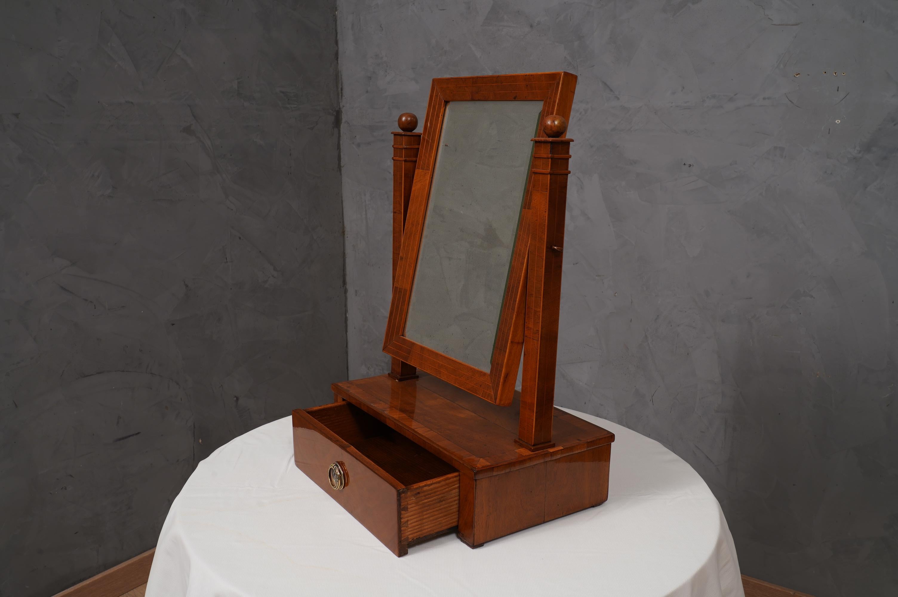 Mid-Century Modern Biedermeier Cherry Wood Austrian Mirror, 1830 For Sale